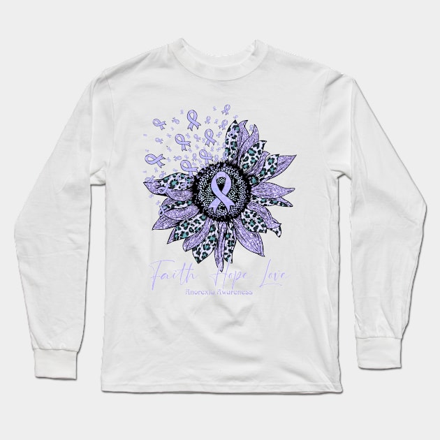 anorexia Awareness - Sunflower faith hope love Long Sleeve T-Shirt by vamstudio